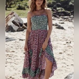 Free People,One I Love Floral Maxi Dress, ClassicCombo(Pink/White/Green), Size M